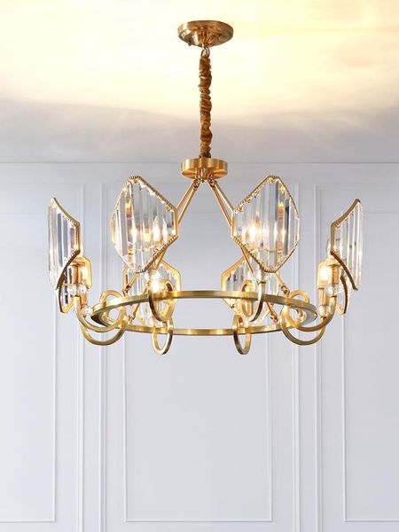 

pendant lamps all copper post-modern crystal chandelier bedroom living room creative personality simple light luxury