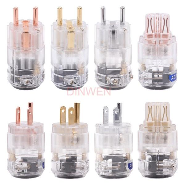 

smart power plugs iec320 eu us pure copper mains ac cord plug inlet receptacle electric connector for hifi audio amp diy screw lo