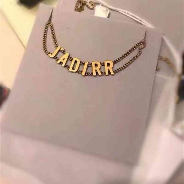 

christian/dio necklace d double layer letter brass di family cd collar chain, Red;brown