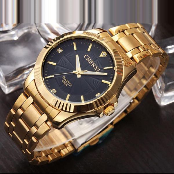 

wristwatches reloj hombre chenxi watches men luxury rhinestone gold waterproof quartz stainless steel men's couple watch, Slivery;brown