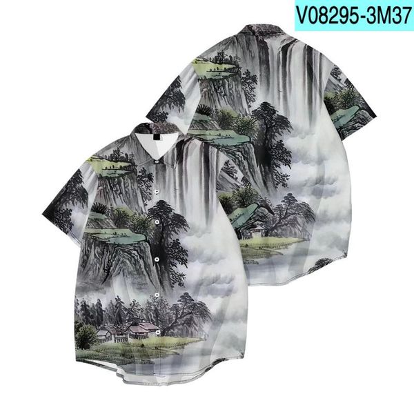 

fashion printed summer men hawaiian shirt short sleeve streetwear chic blouse beach camisas s-6xl men's casual shirts, White;black