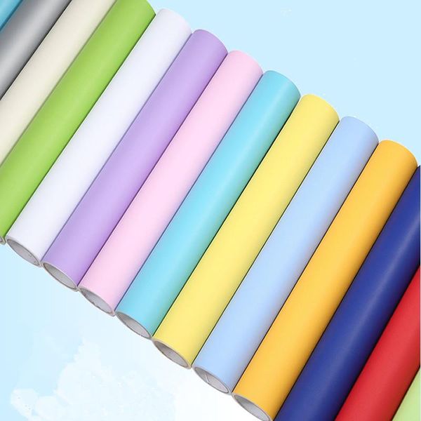 

wallpapers waterproof solid color stickers table cabinets instant roll self-adhesive wallpaper pvc kindergarten wall