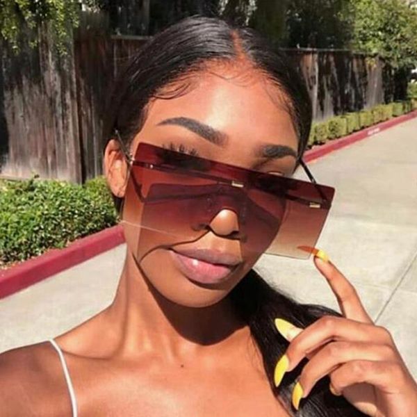 

sunglasses oversized eyewear fashion women metal gradient sun glasses luxury lady sunglass rimless uv400 shades gafas sol, White;black