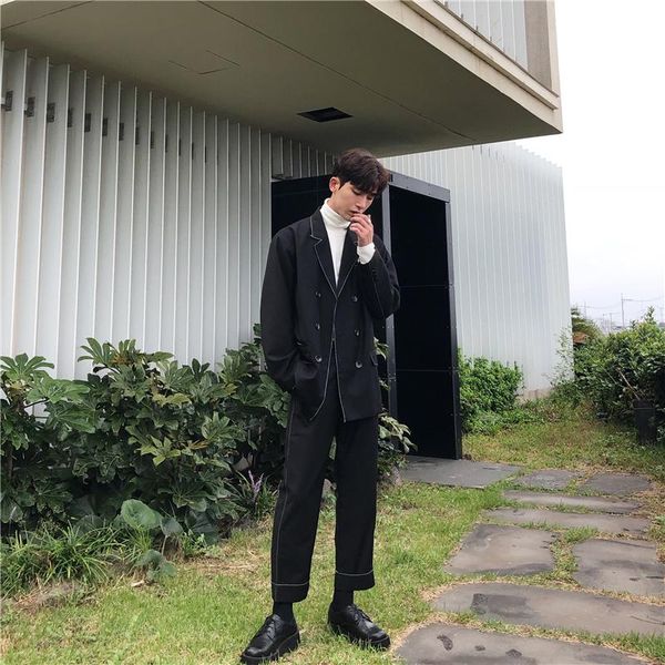 

men's suits & blazers xs-6xl 2021 men clothing hair stylist gd fashion color contrast and bright binding casual suit plus size costumes, White;black