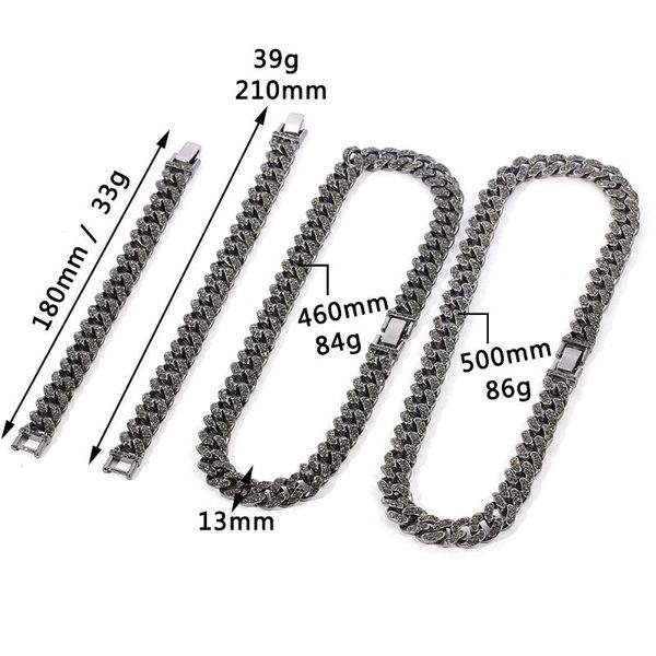 

chains european and american hip-hop cuban chain super flashing rhinestone fashion men's necklace cz shiny rap male choker, Silver