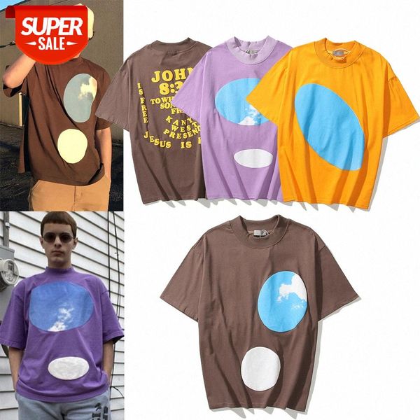 

foaming short-sleeved kanye with jesus is king album beauty tide loose men's t-shirt #es7d, White;black