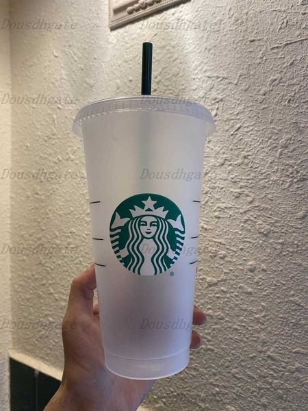 

mermaid starbucks 24 oz /710ml reusable plastic sippy cup with column and bottom for drinking 1qr8a