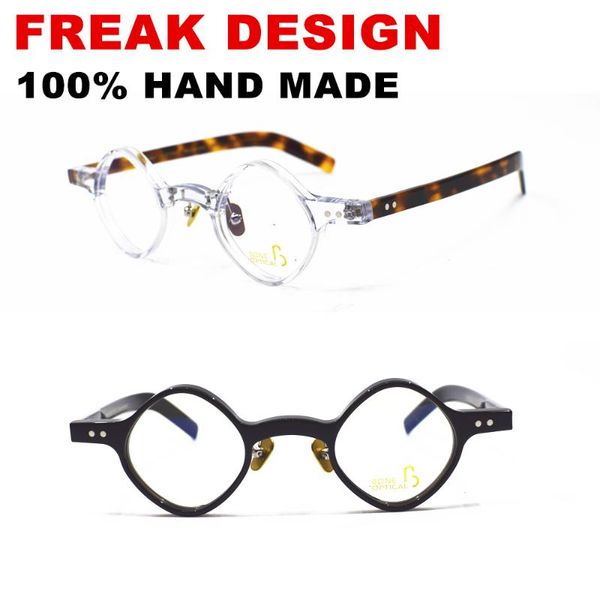 

fashion sunglasses frames hand made acetate vintage small eyeglass weird round full rim glasses, Black