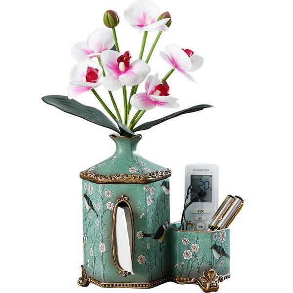 Vazolar Amerikan retro kağıt havlu kutusu Avrupa yaratıcı çok fonksiyonlu uzaktan kumanda karton ve oturma odası çiçek ekleri alır
