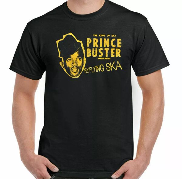 

prince buster t-shirt, mens ska reggae two tone blue beat records, White;black