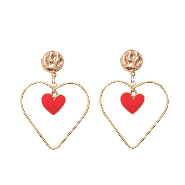 

boho fashion gold double peach heart heart pendant geometric earrings women retro earrings jewelry party gift for women, Silver