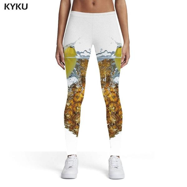 

women's leggings kyku fruit women water sport colorful spandex street leggins womens pants fitness slim skinny pencil, Black