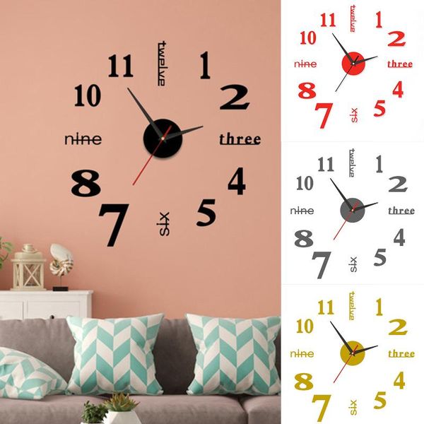 

desk & table clocks 3d wall sticker clock 20-50cm adjustable mirror surface frameless with silent movement modern diy decoration lbe