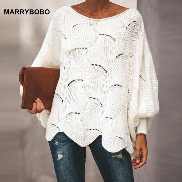 

women's sweaters plus size 5xl sweater lady loose 2021 soft long lantern sleeve hollow out pullovers casual wave hem, White;black