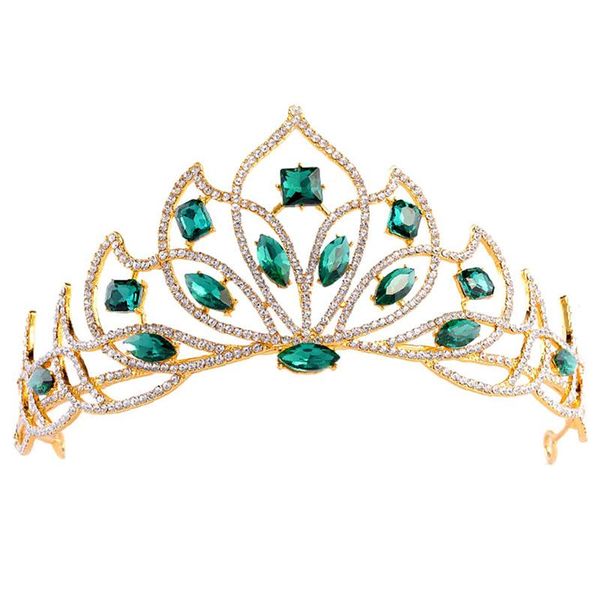 

hair clips & barrettes women luxury crystal petal tiaras and crown headband bridal prom diadem bride wedding party headdress jewelry accesso, Golden;silver