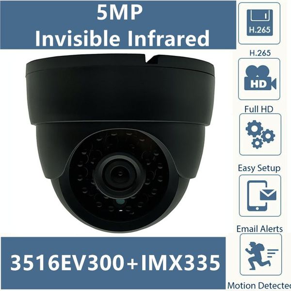 

cameras 940nm invisible infrared 5mp 3516ev300+sony imx335 ip black dome camera 2592*1944 h.265 low illumination irc onvif xmeye p2p
