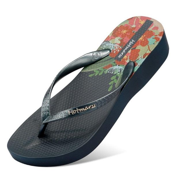 

slippers women high heel platform sandals beach wedge flip flops fashion slides summer woman house, Black