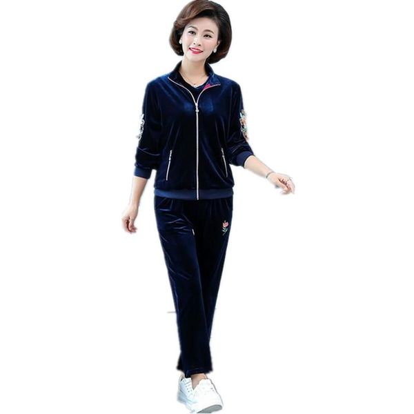 

two piece dress 2021 women office clothing set large size sportswear 3 gold velvet tracksuit female fashion autumn clothes 1518, White