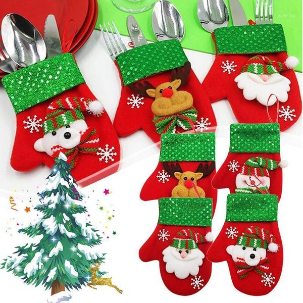 

christmas decorations decor - snowman kitchen tableware holder pocket dinner cutlery bag home party ornament 2021