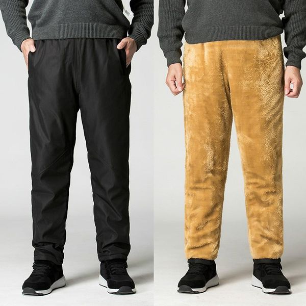 

men's pants winter large size elderly cotton men elastic high waist thick velvet fluffy fleece casual black trousers 7xl 8xl