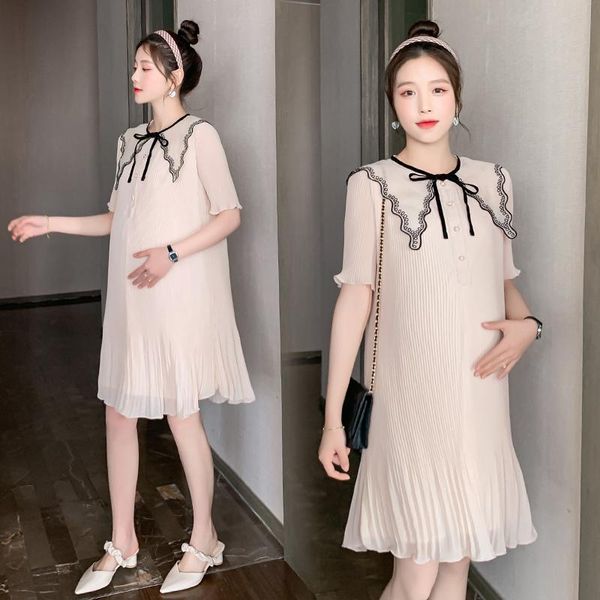 

maternity dresses 92695# clothes nursing dress loose stylish chiffon pregnant women pregnancy breastfeeding, White