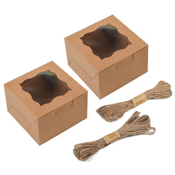 

gift wrap 4x4x2.5inches 20pcs bakery boxes with window muffin box biscuit chocolate paper tool baking pastry kraft cake