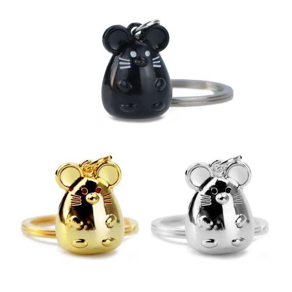 

keychains lucky wealth attract mouse 2021 year chinese zodiac metal keychain jewelry, Silver