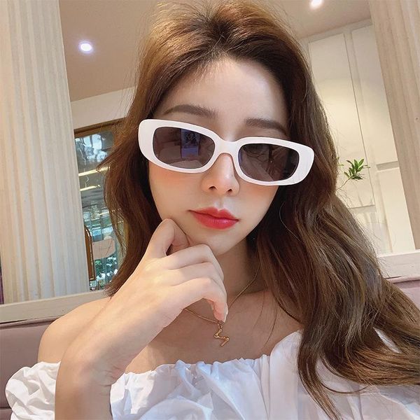 

sunglasses women's fashion brand designer rectangle sun glasses lunette de soleil femme Ã³culos outdoor shopping travel uv400, White;black
