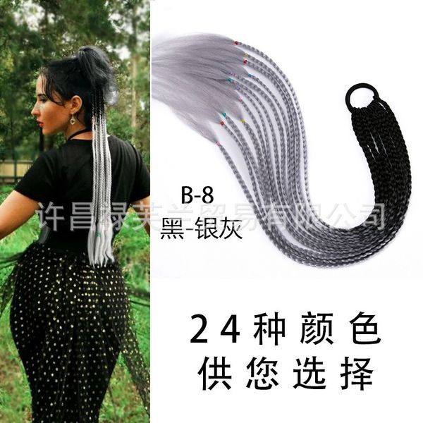 

hair circle color children's wig dirty braid ponytail, Black