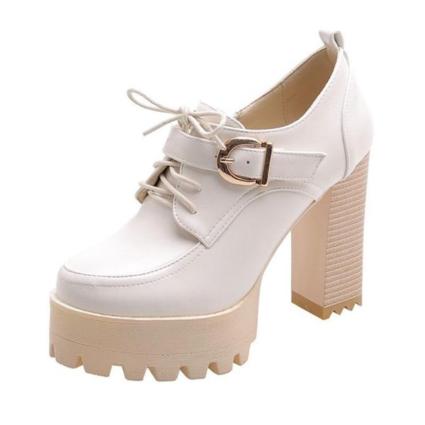 

dress shoes large size platform women high heels fashion thick heel ladies spring leather pumps, Black