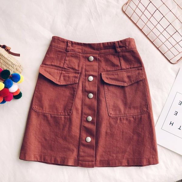 

skirts 2021 fashion women's skirt single-breasted double pockets sexy, Black