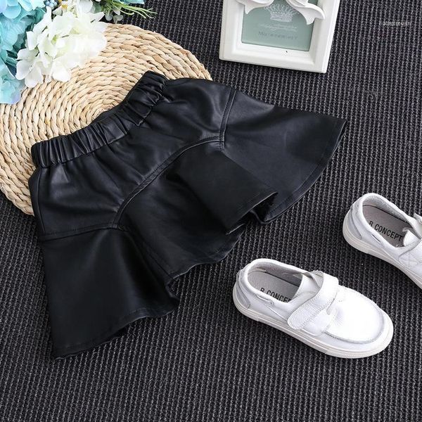 

skirts arrival fashion children girls pu leather skirt 2021 autumn kids clothes black ruffles baby party11, Blue