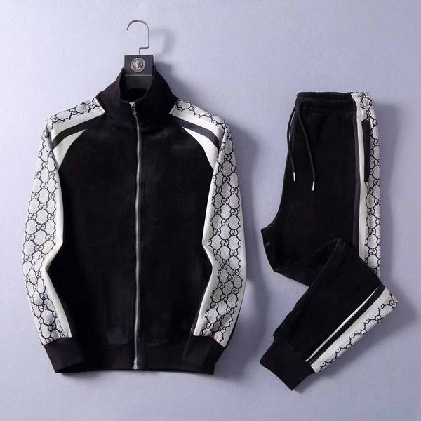 

men's tracksuits 2021 autumn embroidered fashion pant long sleeved casual suit tracksuit men track two piece streetwear clothes sweat, Gray