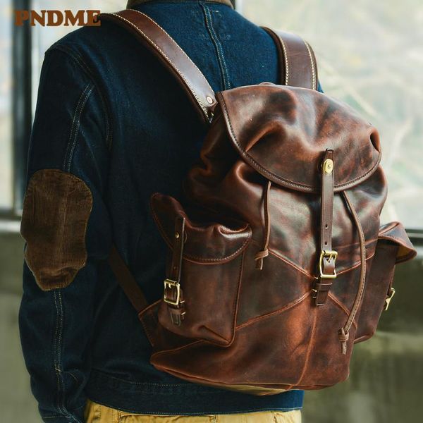 

backpack natural high-quality genuine leather men's large-capacity fashion casual luxury real cowhide weekend travel bagpack
