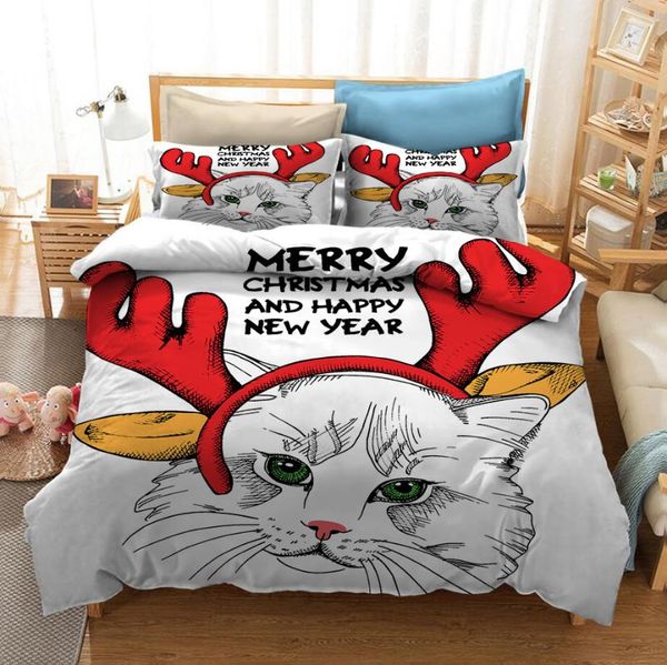 

bedding sets 3d christmas cat printed cartoon duvet cover designer bed sheet set bedroom comforter twin full  king size