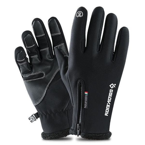 

waterproof cycling gloves full finger touch screen riding mtb bike bicycle warm camping skiing hiking winter golve xxl, Black