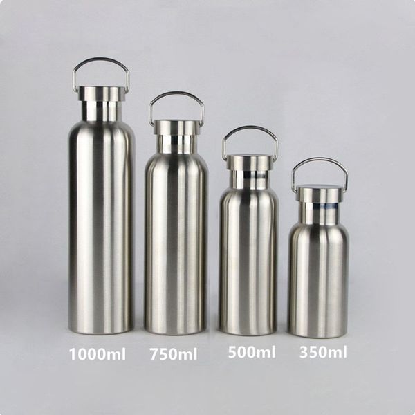 Tragbare Edelstahl-Wasserflasche, Bambusdeckel, Sportflaschen, auslaufsicher, Reisen, Radfahren, 1000 ml/750 ml, Campingflaschen, BPA-frei