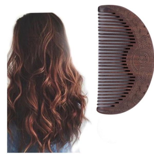 

hair brushes 2021 brown color care comb high qaulity anti-static handmade natural wood wooden carved sandalwood combs, Silver
