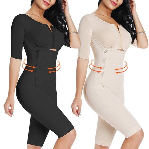 

women's shapers waist trainer full body shapewear bodysuit post compression garment firm control shaper slimming underwear, Black;white
