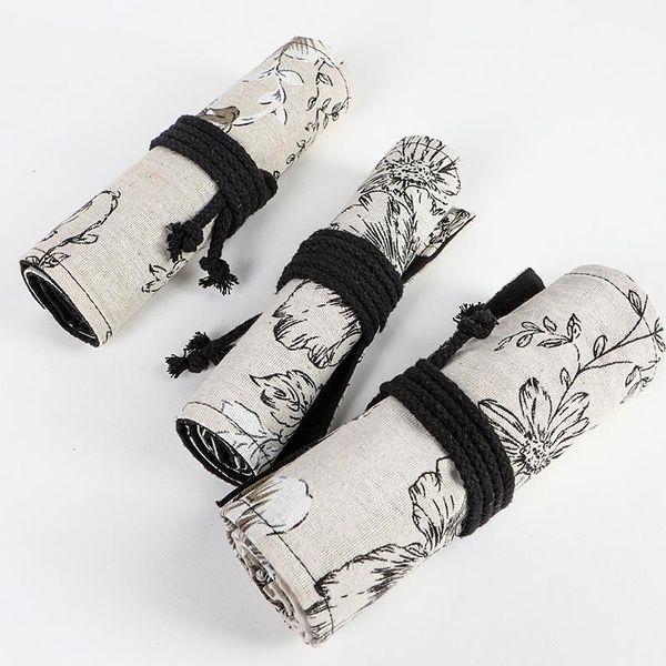 

pencil bags 50pcs kawaii school roll case for girls boys pencilcase large big 24/36/48/72 holes pen bag korean canvas kit