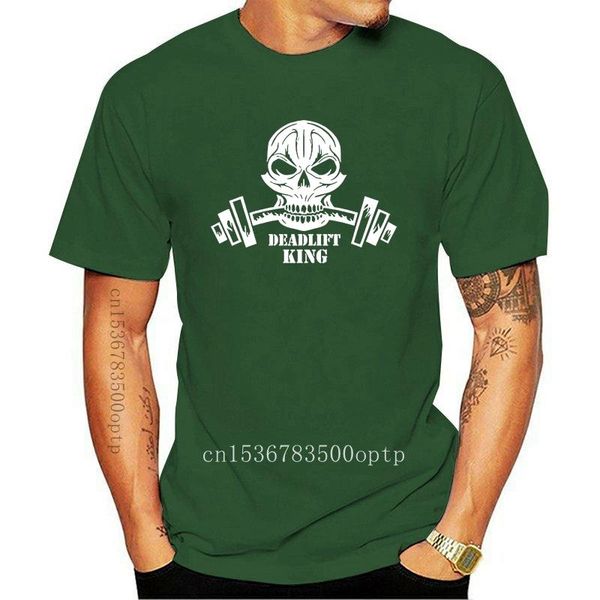 

men's t-shirts men t shirt black deadlift skull king barbell weightlifter bodybuilder weightlifting gym t-shirt women, White;black