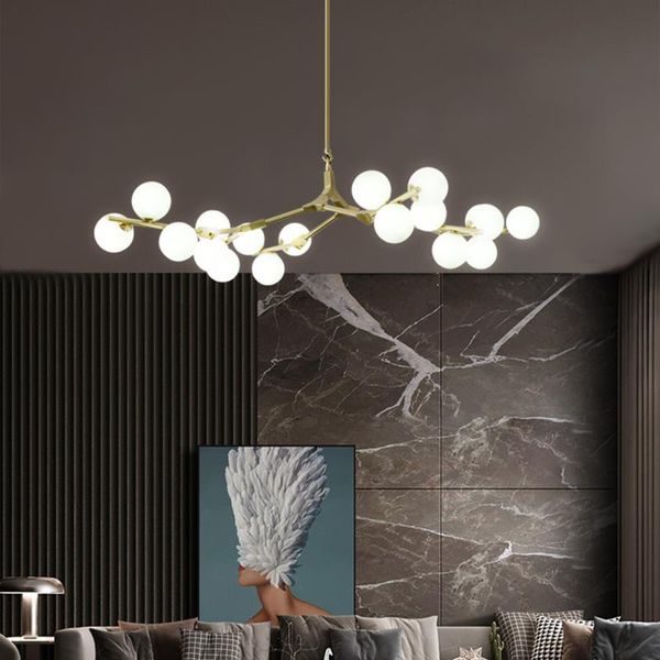 

chandeliers g4 led ijzer lange kroonluchter met glazen bal lampenkap voor slaapkamer woonkamer eetkamer creatieve lamp