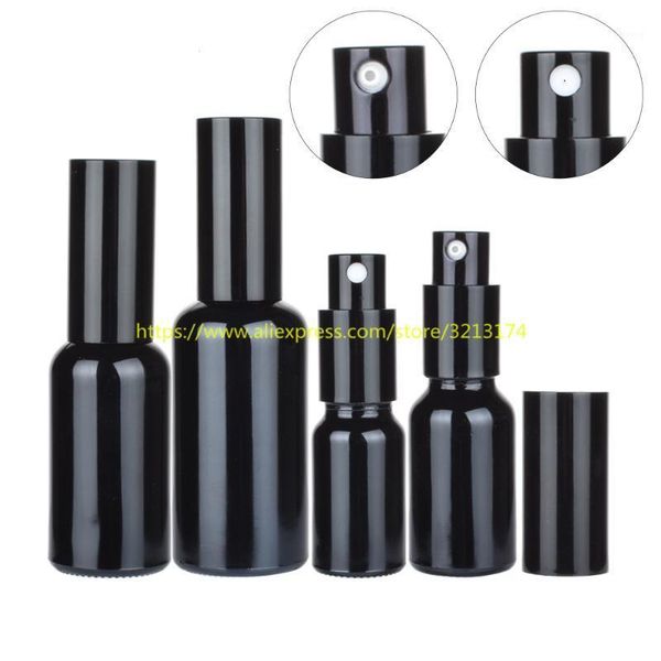 

storage bottles & jars 10ml to 100ml shiny black glass bottle with pump or sprayer,for lotion perfume essential oil moisturizer facial water