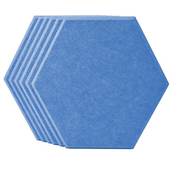 

hexagon acoustic panels blue art decor sound proof padding wall tiles, beveled edge, 12 inch x 14 0.4inch, 6 pack golf training aids