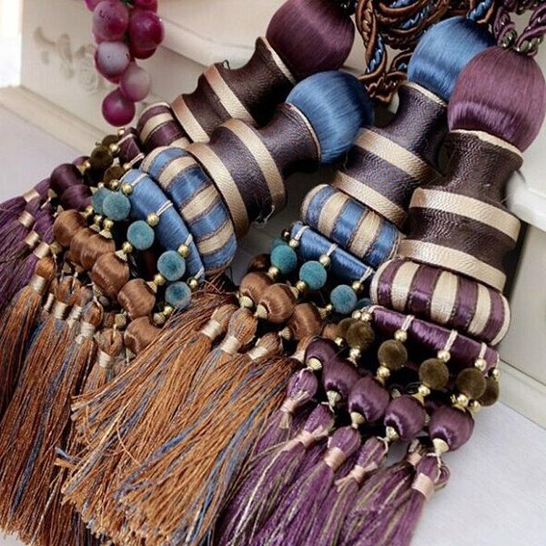 

pair curtain tieback luxury high class european ball tied bandage rope tassels buckle strap tie tape back n083 other home decor