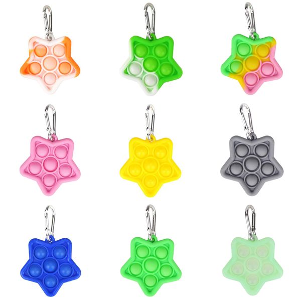 

designer pop it fidget toy its sensory jewelry key chain favor colorful push poo bubble poppers cartoon rainbow toys keychain stress relieve