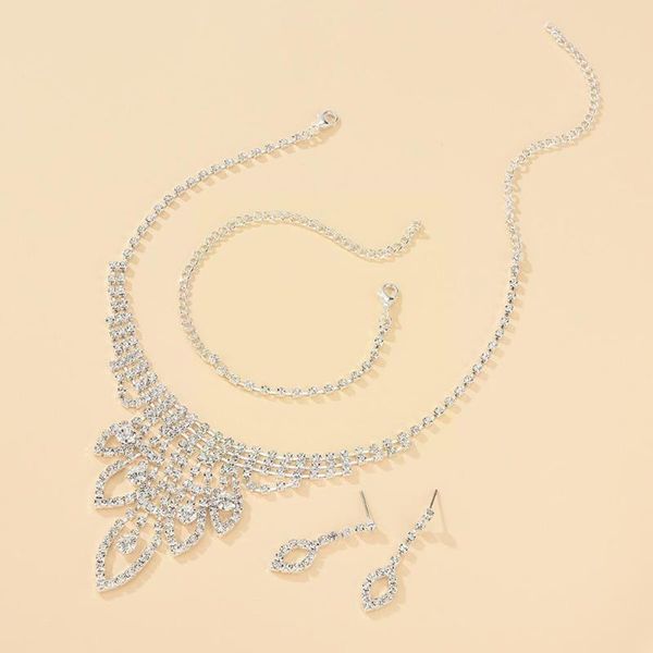 

earrings & necklace fashion 3-piece bridal jewelry set simple women personality girls party gift bracelet d9a0, Silver
