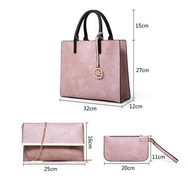 

women's bag set fashion pu leather ladies handbag solid color messenger shoulder wallet bags for women 2021 evening