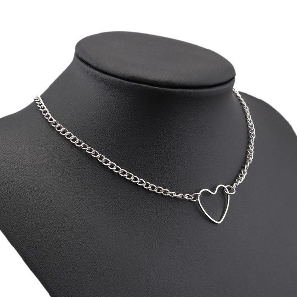 

chokers hollow heart choker necklaces for women statement necklace chain pendant jewelry gift, Golden;silver