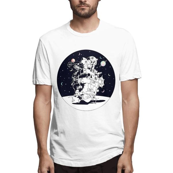 

men's t-shirts castle miyazaki hayao in a starry night anime manga humorous fashinon summer short sleeve round collar pure cotton tshir, White;black